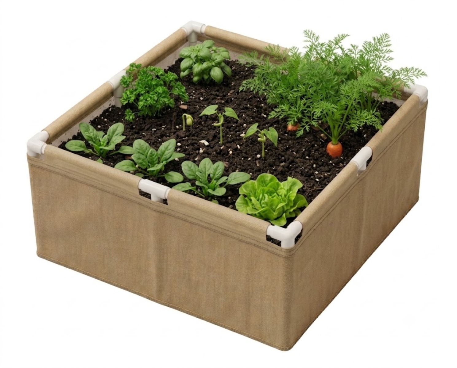 gardenH　904040 247Garden 4X4' PVC Frame Fabric Grow Bed w/Moisture-Protection Layer