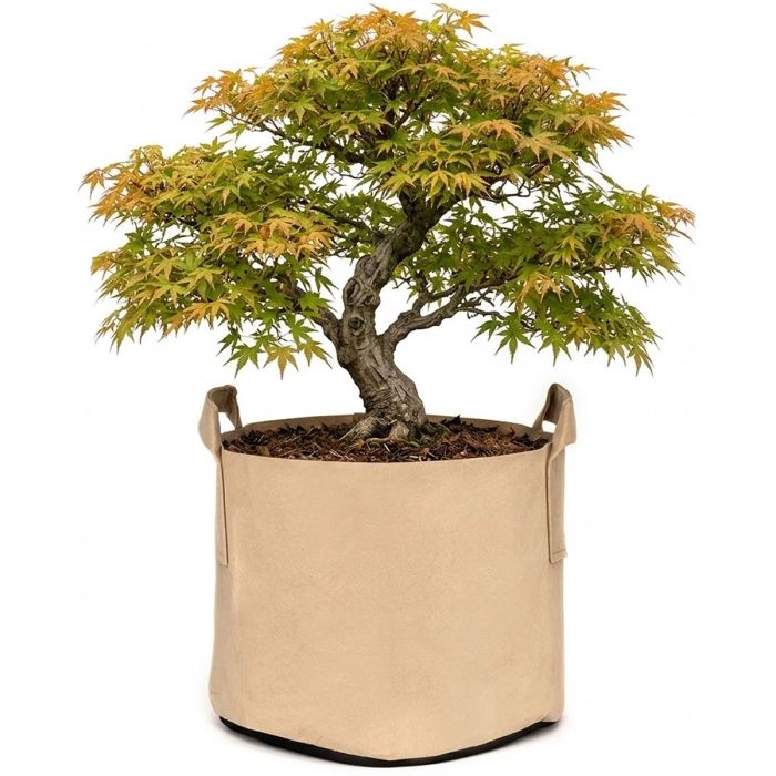 247Garden 15-Gallon Aeration Fabric Pot/Plant Grow Bag w/Handles (Tan  w/Black Base)