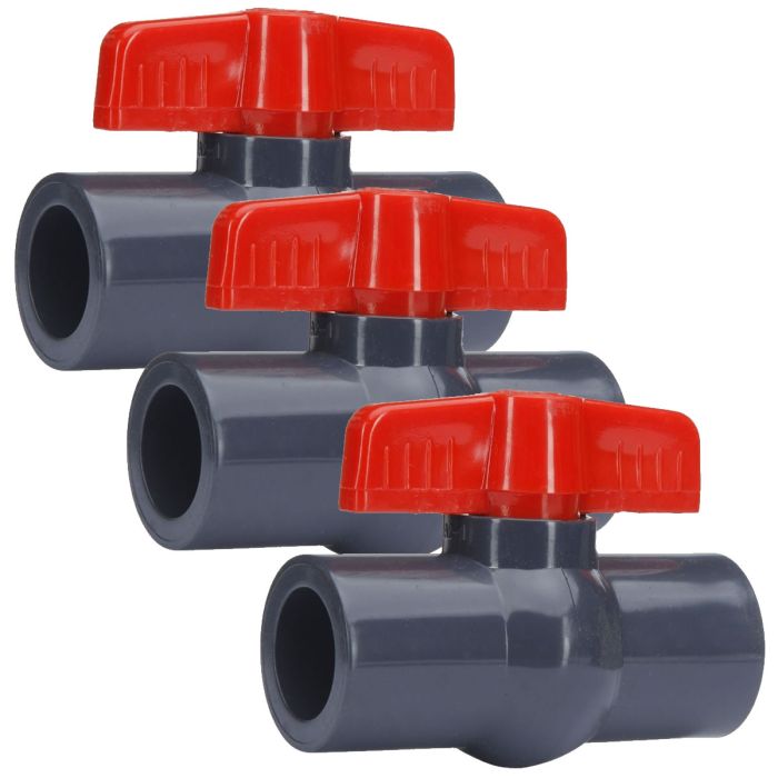 3-Pack 1 in. Heavy-Duty PVC Compact Ball Shut-off Valves Socket-Type ...