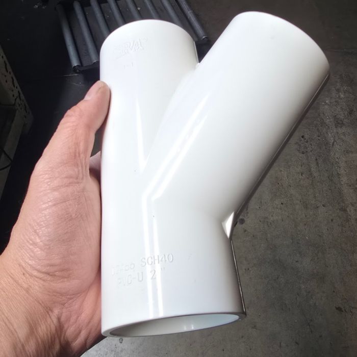2 in. Schedule 40 PVC Skew Tee 3-Way 45-Degree Lateral Wye Pipe Y