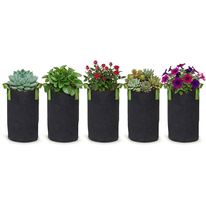 247Garden 3-Gallon Tall Aeration Fabric Pot/Tree Grow Bag 5-Pack