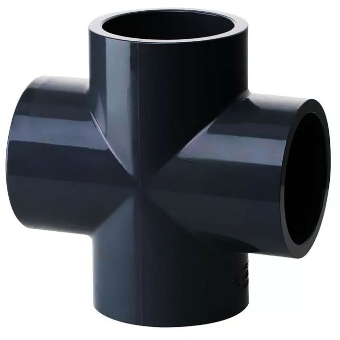 6 in. SCH-80 PVC Cross Fitting 4-Way Molded Slip Socket NSF ASTM