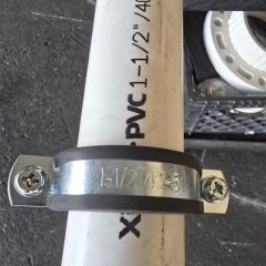 1-1/2" SCH40/80 PVC Pipe Steel Welded Pipe Support Clamp w/ Heavy Duty Rubber Tech & Galnanized Steel Weld Clamp for Pipe Size 47-51mm (OD=1.85 to 2 inch)