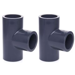 2-PK 2 in. Schedule 80 PVC Tee 3-Way Straight T Sch-80 Pipe Fitting