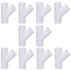 10-Pack 3/4 in. SCH-40 PVC Skew Tees Y-Fittings 3-Way 45-Degree Lateral Tees Pipe Socket NSF ASTM D2466