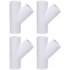 4-Pack 1/2 in. Schedule 40 PVC Skew Tee Y-Fittings 3-Way 45-Degree Lateral Tee Pipe Socket NSF SCH40 ASTM D2466
