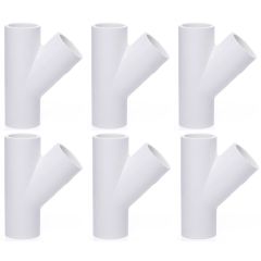 6-Pack 3/4 in. SCH-40 PVC Skew Tees Y-Fittings 3-Way 45-Degree Lateral Tees Pipe Socket NSF ASTM D2466