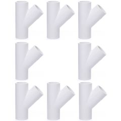 8-Pack 3/4 in. SCH-40 PVC Skew Tees Y-Fittings 3-Way 45-Degree Lateral Tees Pipe Socket NSF ASTM D2466