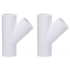 1 in. SCH-40 PVC Skew Tees Y-Fittings 3-Way 45-Degree Lateral Tees Pipe Socket NSF ASTM D2466 2-Pack