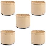 5-Pack 5-Gallon 247Garden Basic Grow Bags Tan 200GSM BPA-Free Fabric Pots 10H x 12D