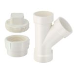 4" DWV Wye Sewer/Drain Pipe Cleanout Adapter+Plug Kit
