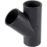 4 in. SCH-80 PVC Y-TEE/SKEW 3-Way 45-Degree Lateral Pipe WYE Fitting NSF ASTM D2467 High Pressure/Engineering-Grade Slip/Socket SxSxS
