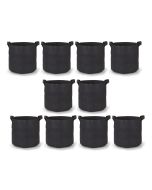 247Garden 3-Gallon Aeration Fabric Pot/Plant Grow Bag w/Handles Black 9H x 10D 10-Pack
