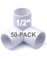 247Garden 1/2 in. 3-Way PVC Elbow Fitting ASTM SCH40 Furniture-Grade Fitting 50-Pack