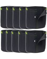247Garden 1-Gallon Transplanter Grow Bags w/Velcro Closure & Short Green Handles (Black 6H x 7D) 10-Pack