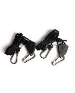 4X Pair 247Garden 1/8" Heavy-Duty Ratchet Hangers w/Plastic Gear for Grow Light Fixtures/LED Lamp/Reflectors w/150LB Max Load Weight Each Pair, 5FT Vertical Drop, Carabiner Safety Clip