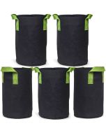 247Garden 1-Gallon Tall Aeration Fabric Pot/Tree Grow Bag (Black w/Green Handles 9H x 6D) 5-Pack