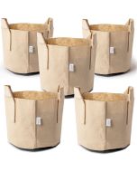 247Garden 2-Gallon Aeration Fabric Pots/Plant Grow Bags w/Handles (Tan 7.5H x 8.5D) 5-Pack