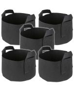247Garden 2-Gallon Short and Wide Planters' Grow Bags w/Handles (Black 6H x 10D) 5-Pack w/USA Free Shipping