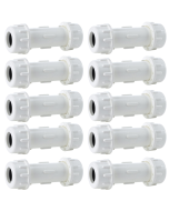 10-Pack 3/4" SCH40+SCH80 PVC Compression Couplings/Couplers w/Socket Pressure Fittings
