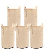 247Garden 2-Gallon Tall Aeration Fabric Pot/Tree Grow Bag (Tan w/Handles 12H x 7D) 5-Pack w/USA Free Shipping