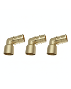 3-PK 1 in. PEX-A Expansion x Female Copper Sweat Elbows ASTM F1960 NSF Lead Free Brass PEX Cold Expansion Fittings