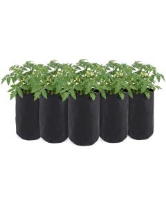5-Pack 247Garden 1-Gallon Basic Tall Fabric Pots/Aeration Plant Grow Bags 200GSM Black 9H x 6D