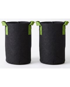 247Garden 10-Gallon Tall Aeration Fabric Pots/Tree Grow Bags (Black w/Green Handles 19H x 12.5D) 2-Pack w/Free Shipping USA