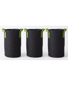 247Garden 10-Gallon Tall Aeration Fabric Pots/Tree Grow Bags (Black w/Green Handles 19H x 12.5D) 3-Pack w/Free Shipping USA
