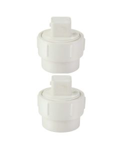 2-Pk 4 in. Schedule-40 DWV PVC Sewer Cleanout w/Plug (Female Adapter FIPT x Spigot + MIPT Plug) for Drain, Waste and Vent ASTM D2665 NSF