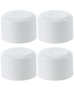 4-Pk 1-1/4 in. Schedule 40 PVC Caps/Slip Socket End Plug Pipe Fittings NSF SCH40 ASTM D2466 1.25"