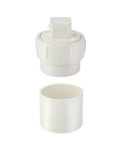 2 in. Schedule-40 DWV PVC Sewer Cleanout Adapter with Plug Pipe Fitting, PVC DWV Flush Sewer Cleanout Cap, PVC DWV Coupling, 2-Inch, Hub X Hub Connection, for use with 2-Inch Sewer and Drain Pipe