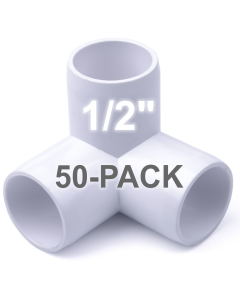 50-Pack 1/2 in. 3-Way SCH40 PVC Elbow Fittings ASTM Furniture-Grade Connectors 