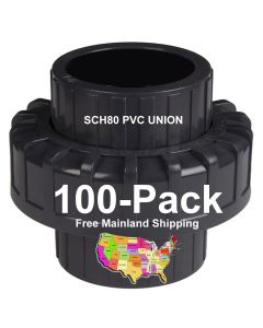 100-Pack 1/2 in. Schedule 80 PVC Unions SCH80 Pipe Repair/Joint Fittings Socket-Type ASTM D2467/F1970