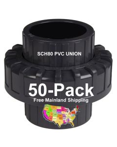 50-Pack 1/2 in. Schedule 80 PVC Unions SCH80 Pipe Repair/Joint Fittings Socket-Type ASTM D2467/F1970