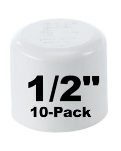 10-Pk 1/2 in. Schedule 40 PVC Cap/End Plug NSF Pipe Fitting (Socket) SCH40 ASTM D2466