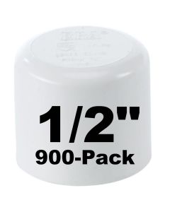 900pc/Box 1/2 in. Schedule 40 PVC Cap/End Plug NSF Pipe Fitting (Socket) SCH40 ASTM D2466