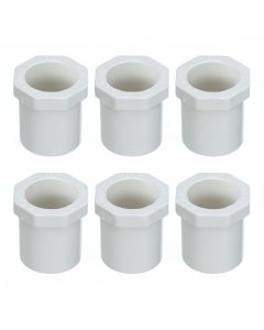 6-PK 3/4" Spigot x 1/2" Slip PVC Schedule-40 Busher Reducing Ring NSF Pipe Fittings