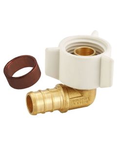 1/2" PEX-B Brass x 1/2" Female NPT Swivel 90° Elbow Adapters, Lead Free DZR Brass NSF F1807/F2159 PEX Crimp Fittings + 1/2" Copper Crimp Ring Set