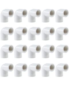 20-Pk 1/2 in. SCH-40 PVC 90-Degree Female Threaded Elbow FIPT x Slip/Socket Pipe Fitting NSF ASTM D2466