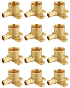 12-Pack 1/2 in. PEX-B x 1/2 in. FIP Drop Ear Female Elbow Adapters NSF Lead Free DZR Brass F1807 Crimp Fittings