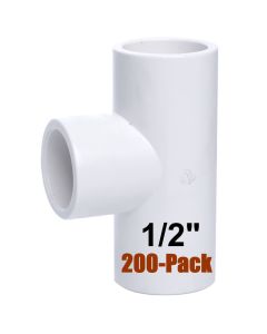 200pcs 1/2 in. Schedule 40 Tee 3-Way Pipe T Fitting NSF, Socket SCH40 ASTM D2466