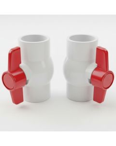 2-Pack 1-1/2 in. Schedule 40 PVC Compact Ball Shut-off Valve, Socket Pipe Fitting