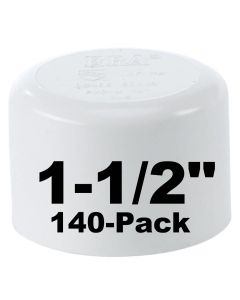 140pcs/Box 1-1/2 in. Schedule 40 PVC Cap/Socket End Plug Pipe Fitting NSF SCH40 ASTM D2466 1.5"