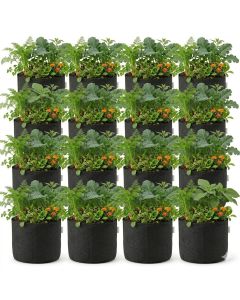 16-PK 247Garden 3-Gallon Basic Black Fabric Pots/Aeration Grow Bags 200GSM No Handles 9H x 10D BPA-Free