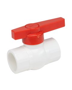 1/2 in. Octagon SCH40 PVC Compact Ball Shutoff Valve w/ Red Shutoff Handle ANSI ASTM D2466/F1970