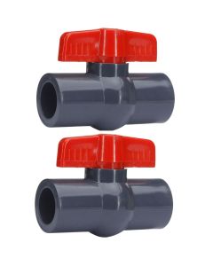 2-Pack 1 in. Heavy-Duty PVC Compact Ball Shut-off Valves Socket-Type for SCH40/SCH80 Pipe Fitting