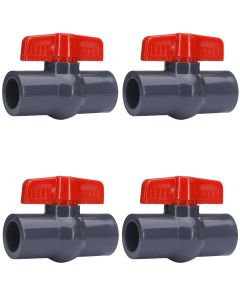4-Pack 1/2 in. Heavy-Duty PVC Compact Ball Shut-off Valves Socket-Type for SCH40/SCH80 Pipe Fitting