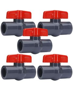 5-Pack 1 in. Heavy-Duty PVC Compact Ball Shut-off Valves Socket-Type for SCH40/SCH80 Pipe Fitting