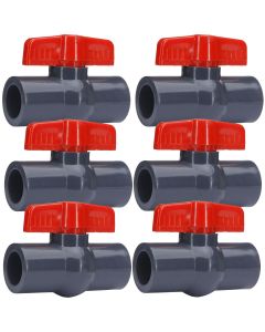 6-Pack 1/2 in. Heavy-Duty PVC Compact Ball Shut-off Valves Socket-Type for SCH40/SCH80 Pipe Fitting